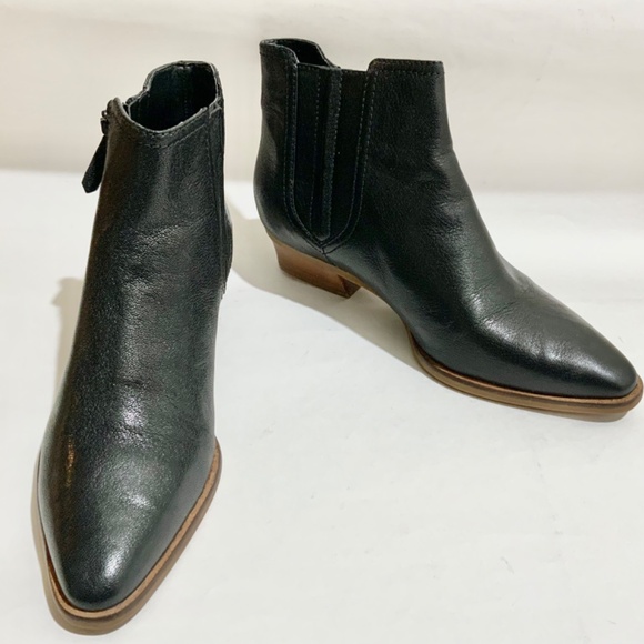 Cole Haan Women's Nella Booties (65mm)Block Heel Black Leather Ankle Boots 9 - Picture 9 of 13